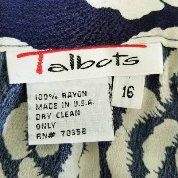 Vintage Talbots Blue Ivory Floral A Line Flowy Rayon Long Skirt Made In USA 16 - Picture 5 of 5